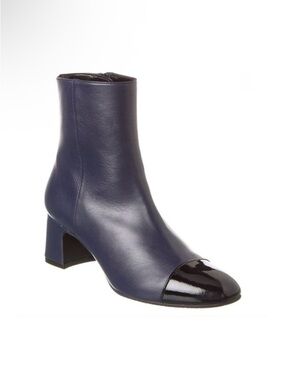 Stuart Weitzman navy cap tie Milla leather boots